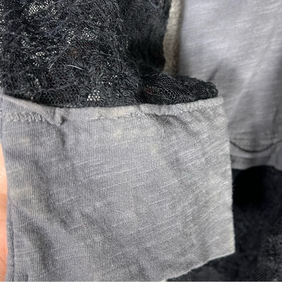 Free People Gray Long Sleeve Lace Tee Oversized - Picture 8 of 8